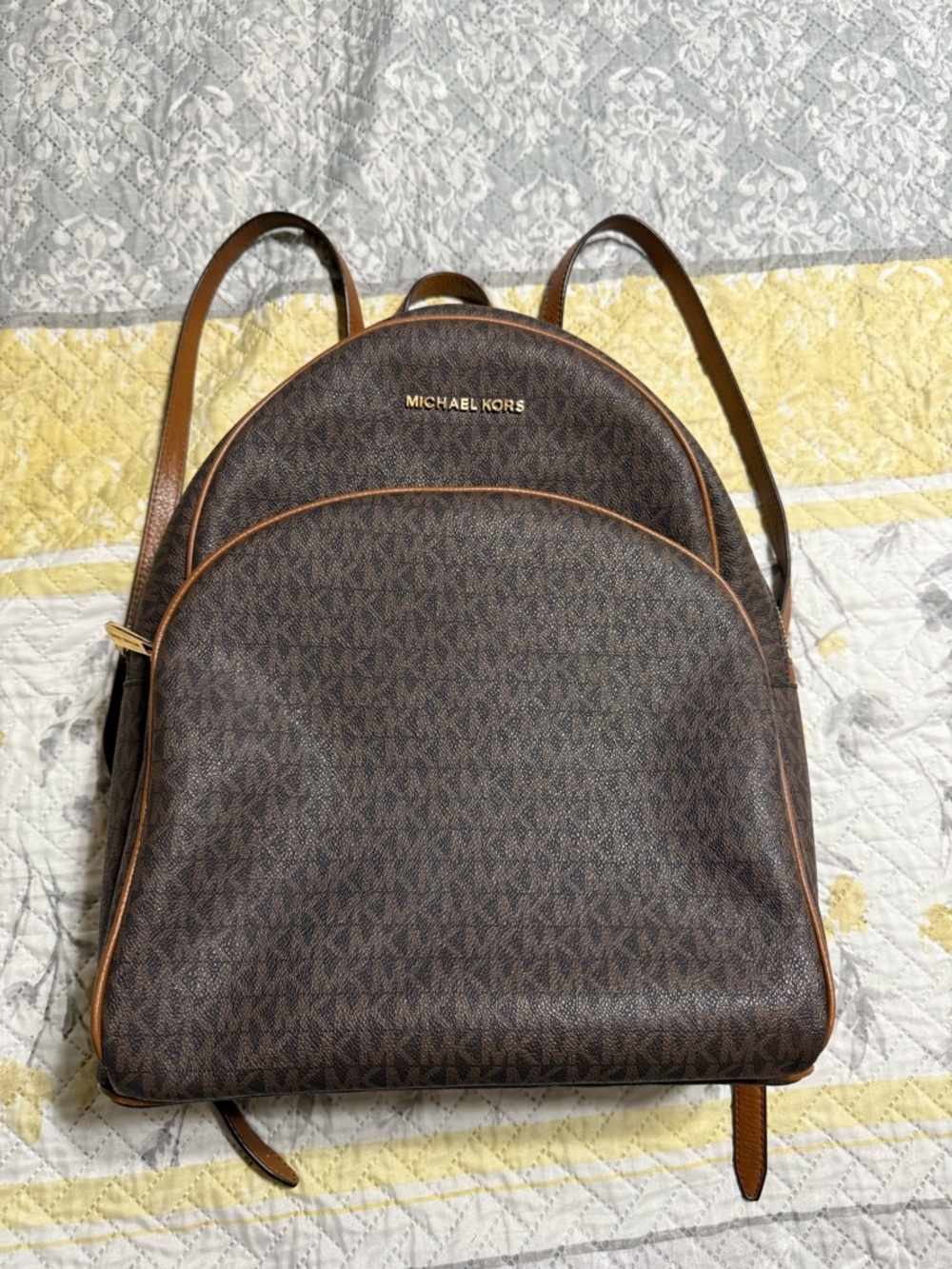 Michael Kors Brown and Tan Monogram Backpack